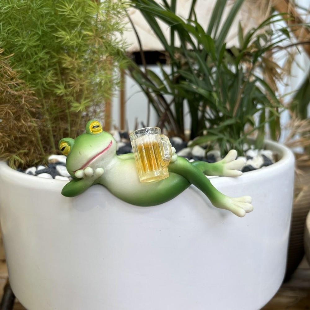 Aquarium Fish Land - Hanging Flower Pot Edge Frog Decorative